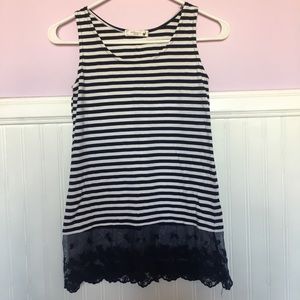 Navy White Striped Tank Top